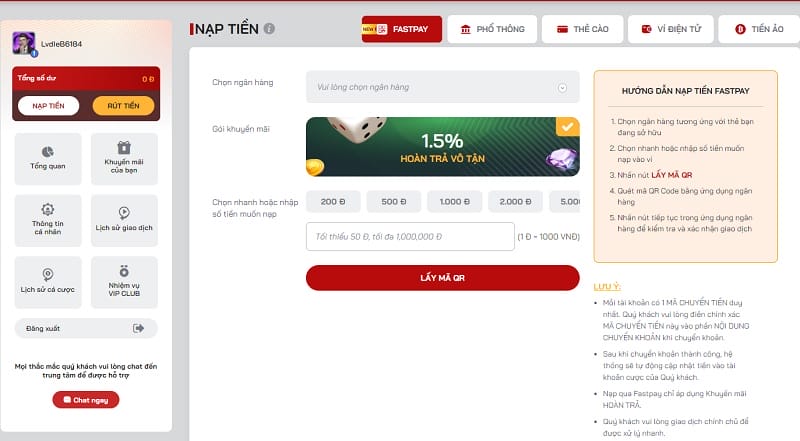 Nạp tiền chơi game trên Website của nhà cái Red88