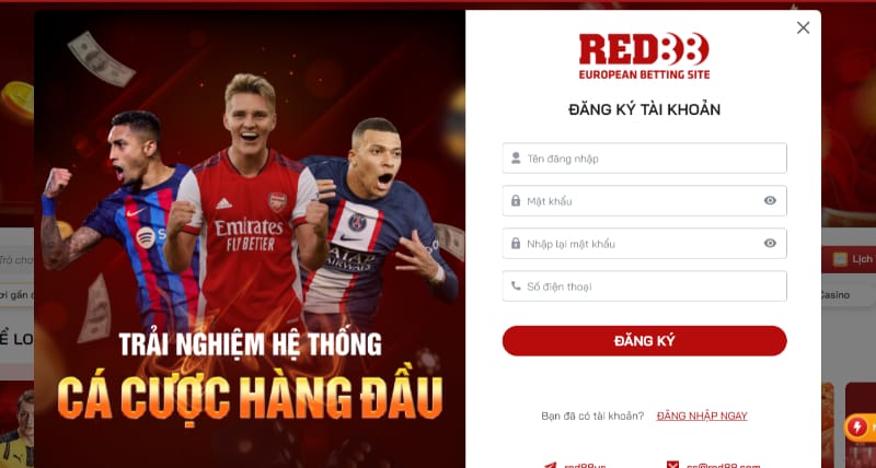 Nhập thông tin để đăng ký Red88 thành công